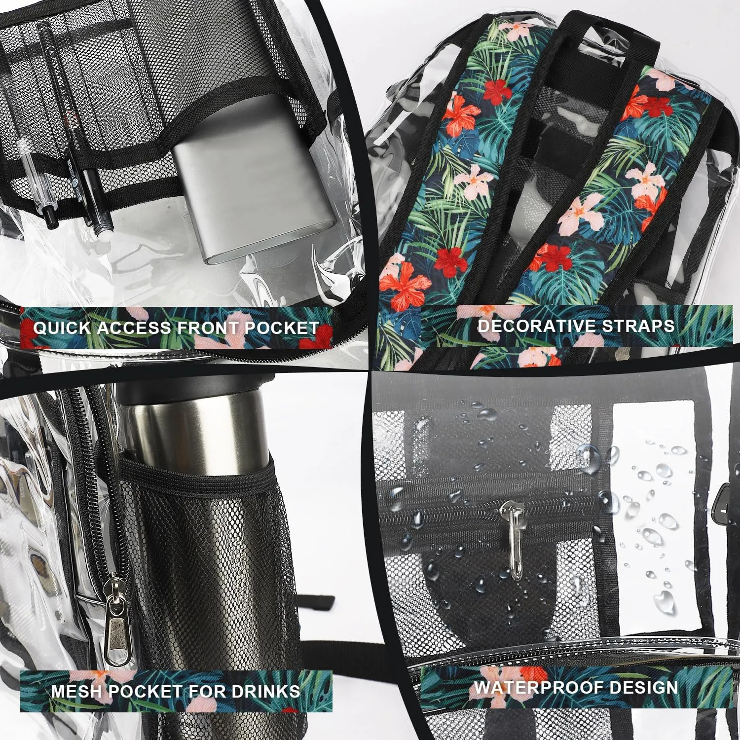 Emissary Stadium Approved Heavy Duty Backpacks - Clear, Transparent, See Through Plastic Backpacks for School, Concerts