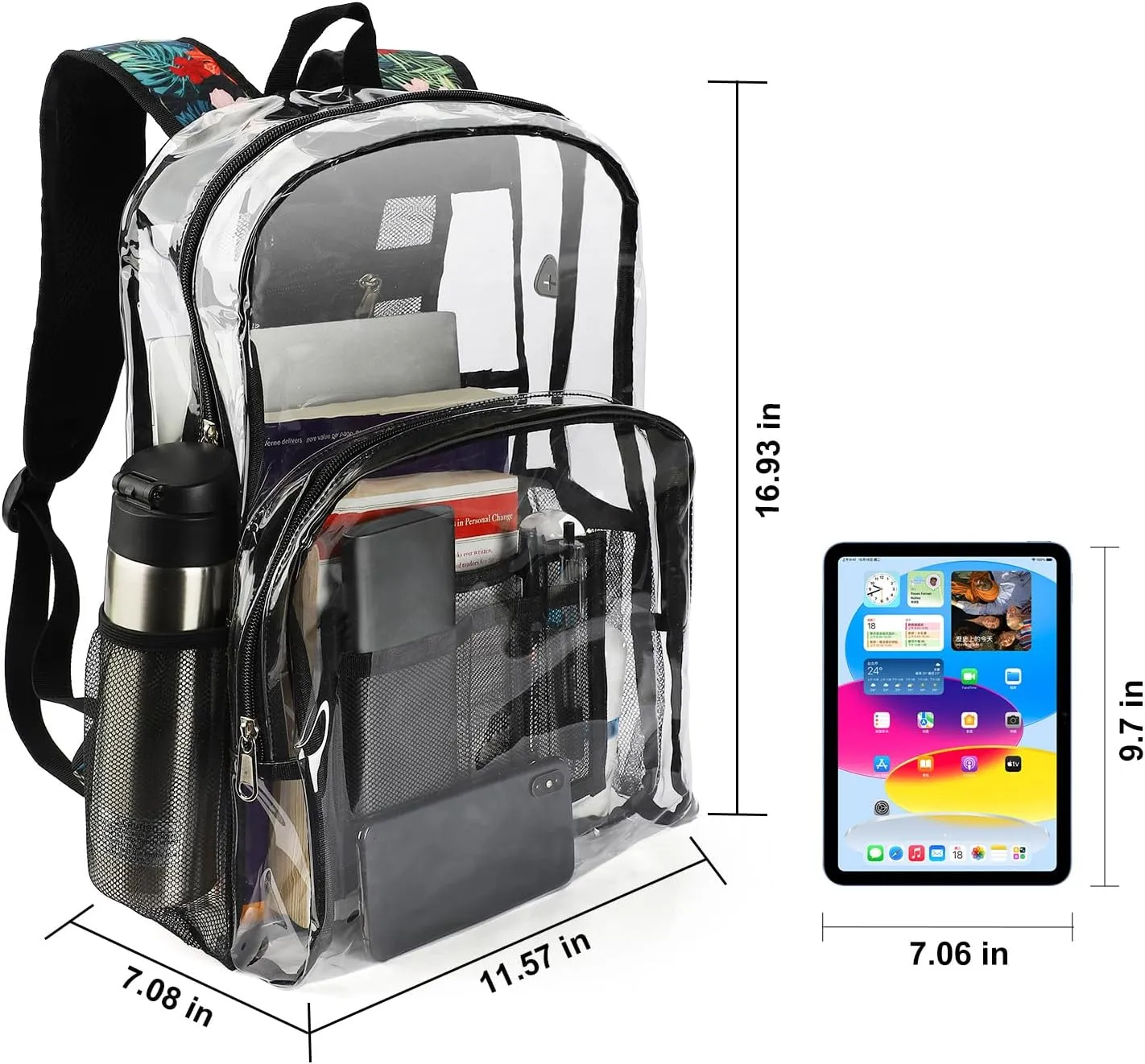 Emissary Stadium Approved Heavy Duty Backpacks - Clear, Transparent, See Through Plastic Backpacks for School, Concerts