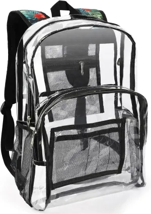 Emissary Stadium Approved Heavy Duty Backpacks - Clear, Transparent, See Through Plastic Backpacks for School, Concerts