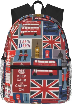 England Symbols Print Comfortable Backpack Ideal For Travel, Outdoor And Everyday Use, Unisex