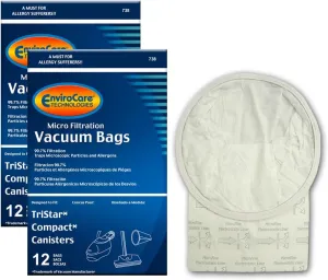 Envirocare Replacement Micro Filtration Vacuum Cleaner Dust Bags made to fit TriStar Compact, Patriot, Miracle Mate, Airstorm, MG1, MG2, Tristar EXL, Dust Care Pullman-Holt Backpacks 24 pack