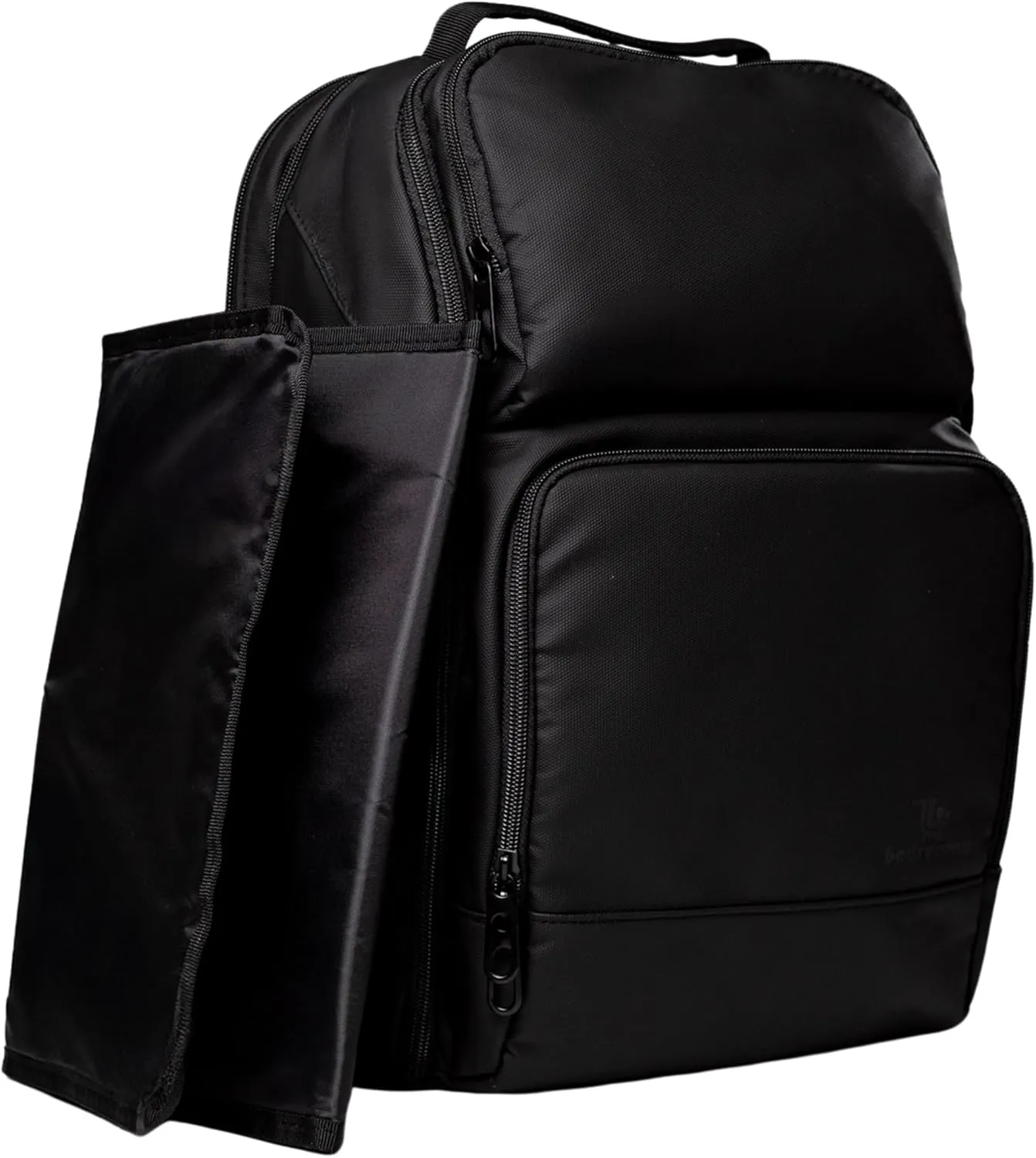 Expandable Diaper Bag Backpack for Men & Women – Waterproof Vegan Leather Travel Backpack with USB Charging Port & Changing Pad – Multipurpose Baby or Toddler Bag – Black