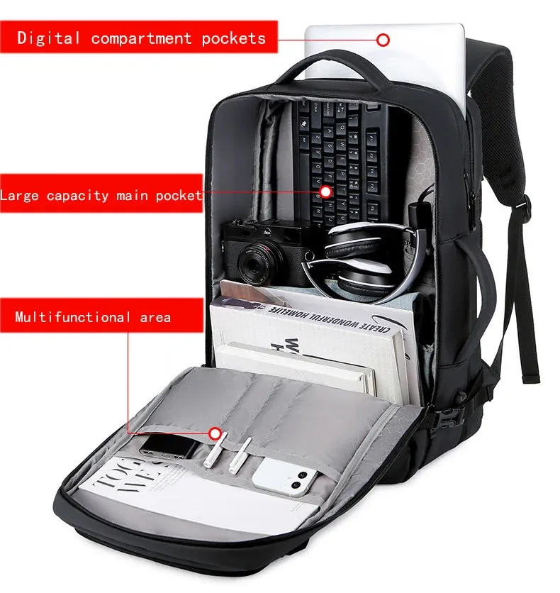Expandable Men‘s 17 Inch Laptop Backpacks Waterproof Notebook Bag USB Schoolbag Sports Travel School Bag Pack Backpack For Male