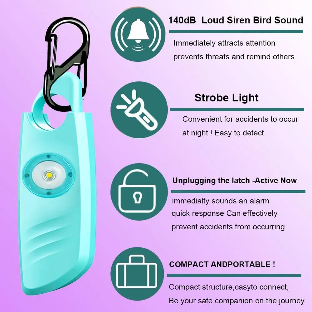 FA FIGHTART 2 Packs Personal Safety Alarm Sirens for Women 140db Sound Strobe Light with Key Chain Devices for Women Men