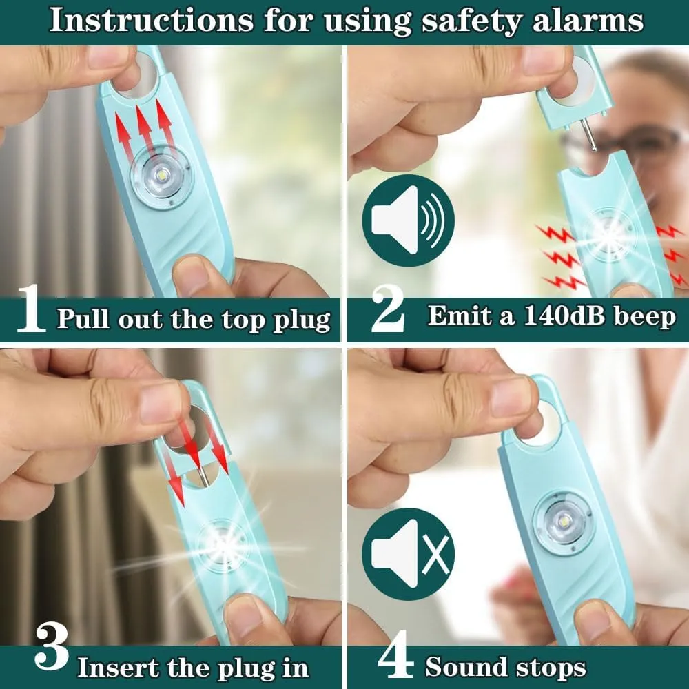 FA FIGHTART 2 Packs Personal Safety Alarm Sirens for Women 140db Sound Strobe Light with Key Chain Devices for Women Men