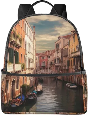 Fashion Backpack Beautiful Venice Canal View Laptop Backpack for Women Men Casual Rucksack Travel Computer Bag