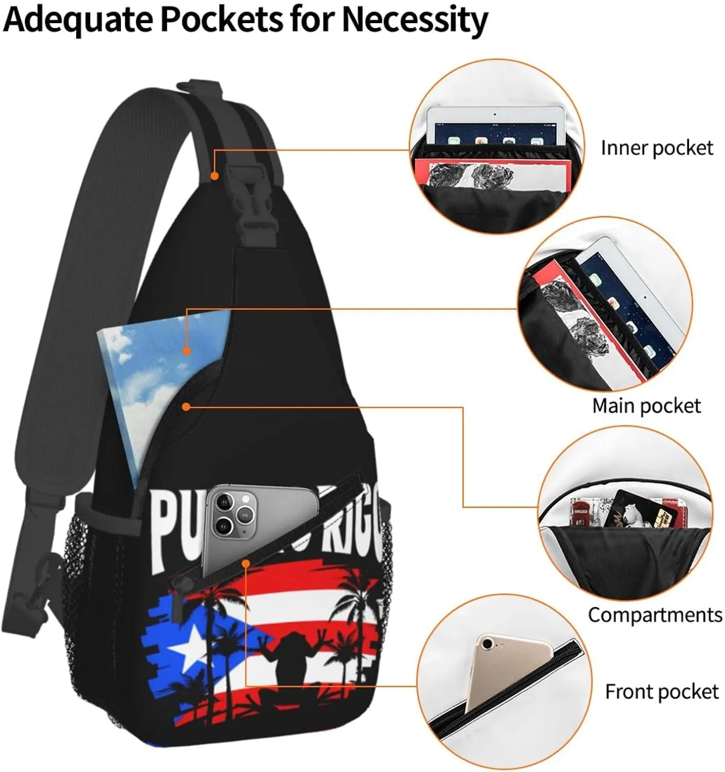 Filipino Philippine Flag Sling Bag Casual Chest Bags Adjustable Crossbody Bag Shoulder Backpack For Travel Hiking