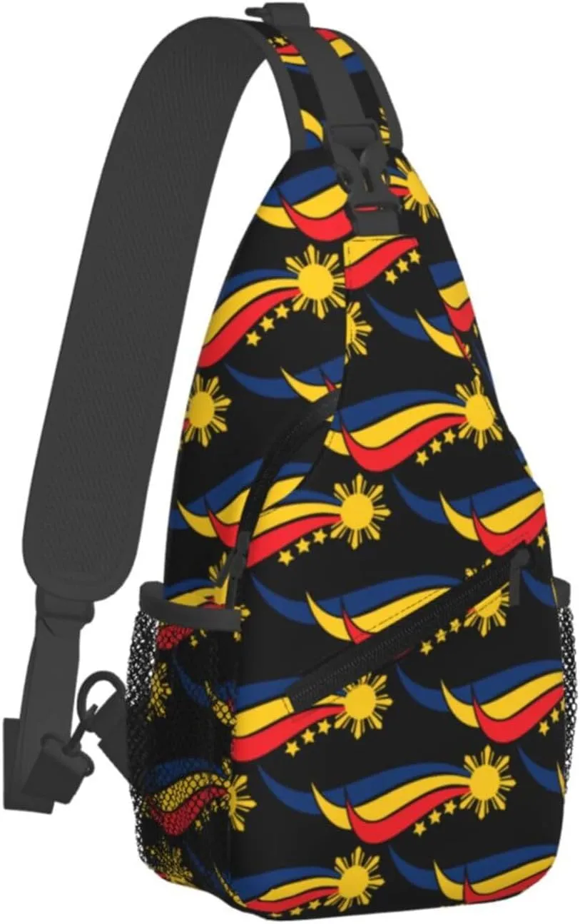 Filipino Philippine Flag Sling Bag Casual Chest Bags Adjustable Crossbody Bag Shoulder Backpack For Travel Hiking