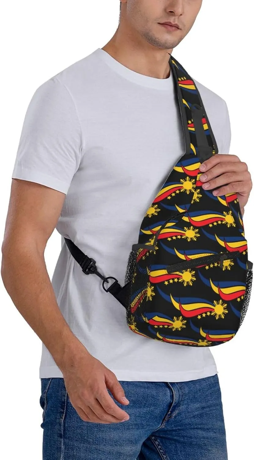 Filipino Philippine Flag Sling Bag Casual Chest Bags Adjustable Crossbody Bag Shoulder Backpack For Travel Hiking