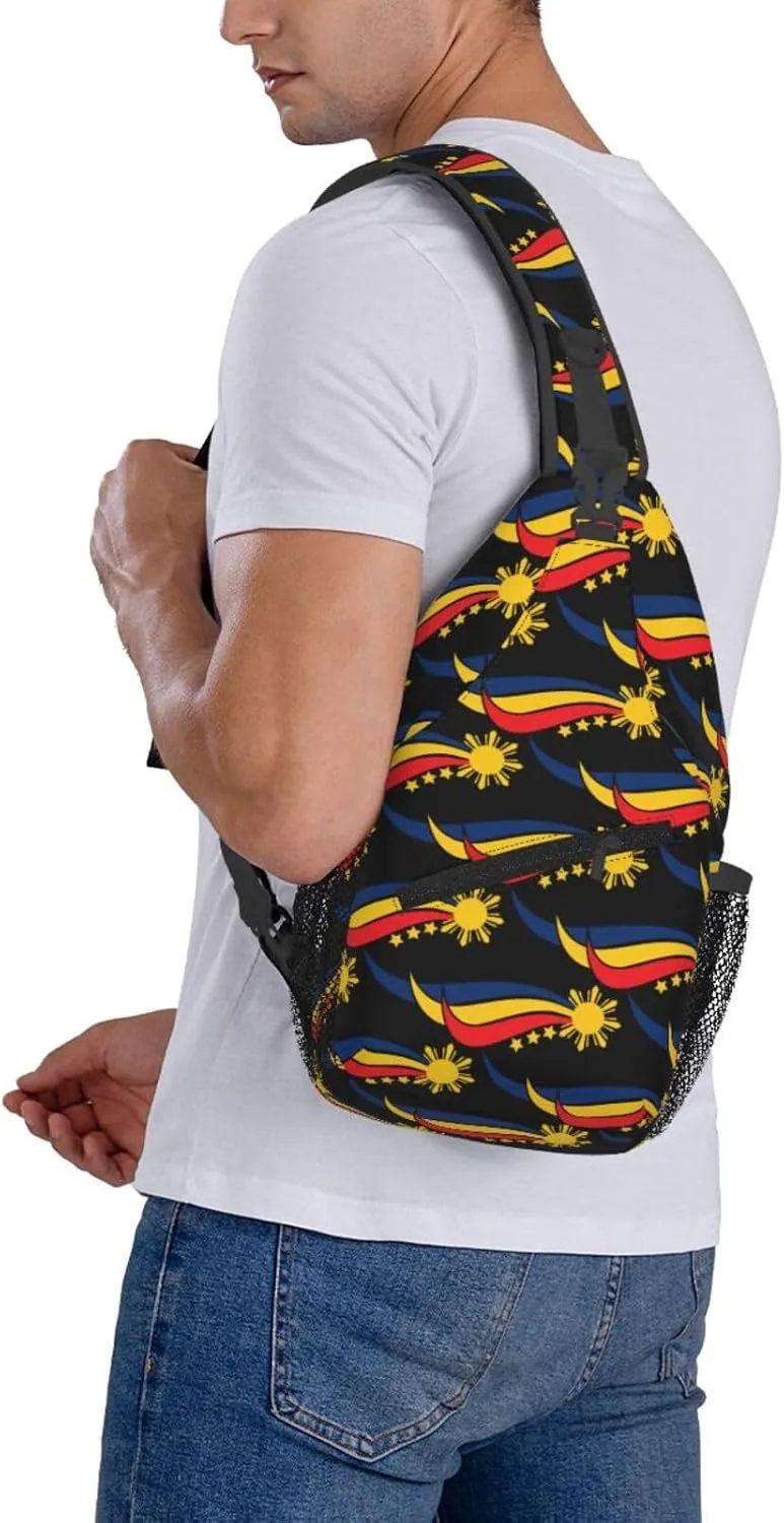 Filipino Philippine Flag Sling Bag Casual Chest Bags Adjustable Crossbody Bag Shoulder Backpack For Travel Hiking