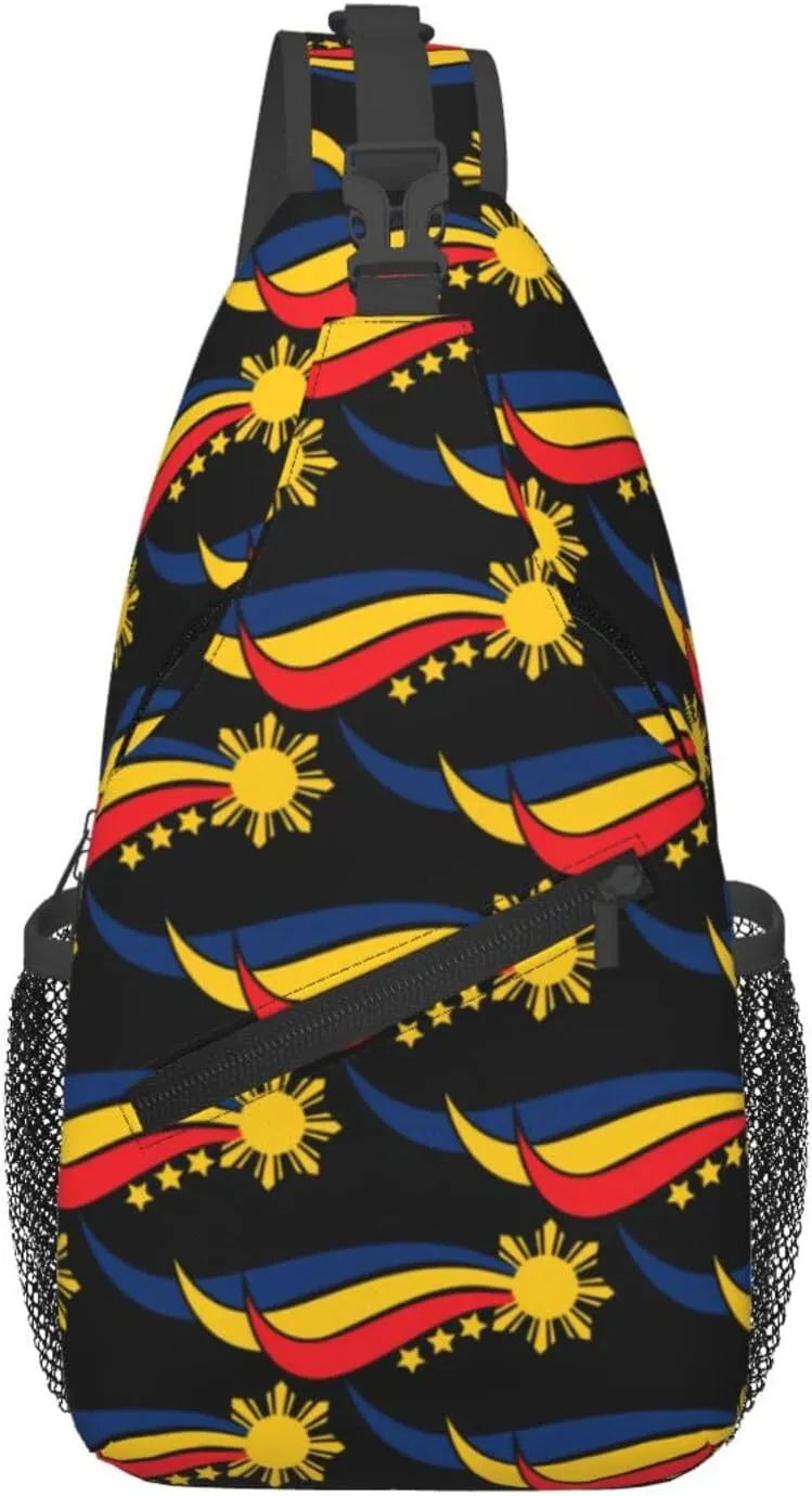 Filipino Philippine Flag Sling Bag Casual Chest Bags Adjustable Crossbody Bag Shoulder Backpack For Travel Hiking