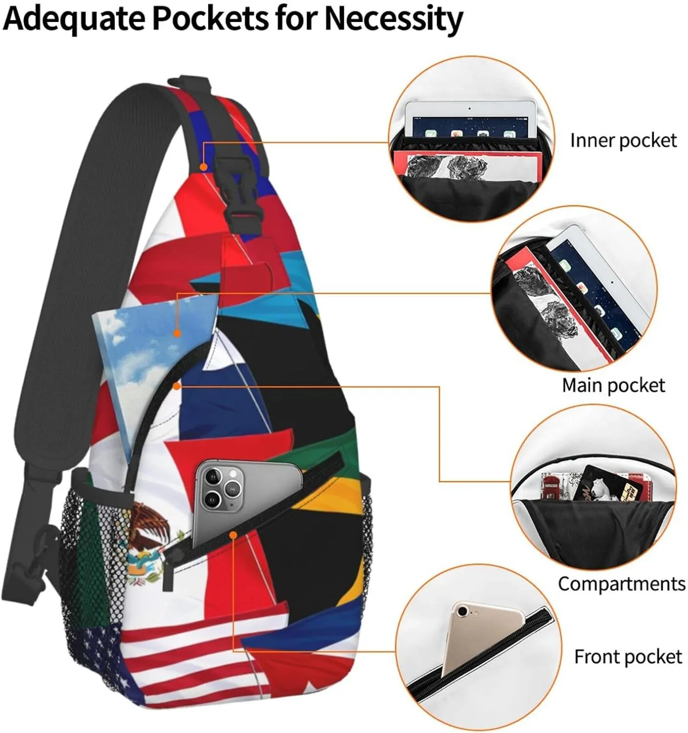 Filipino Philippine Flag Sling Bag Casual Chest Bags Adjustable Crossbody Bag Shoulder Backpack For Travel Hiking