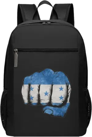 Flag of Honduras Fist Power Travel Laptop Backpack, Business Anti Theft Slim Sturdy Laptops Backpacks, College Computer Bag Gift for Men & Women Fits 17 Inch Notebook,Black