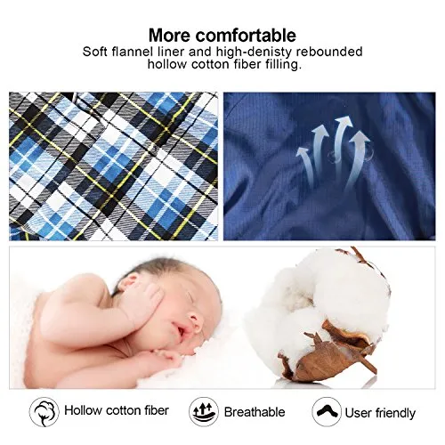 Flannel Sleeping Bag  w/ Detachable Hood for Adults,Cotton Sleeping Bags
