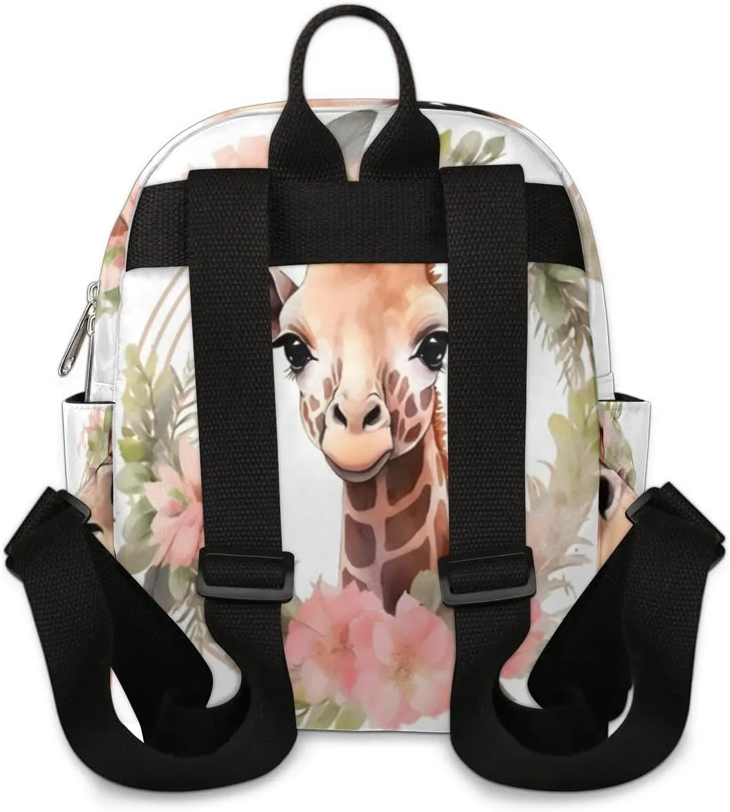Floral Jungle Giraffe Mini Backpack Purse for Women Lightweight Shoulder Bag Women Shopping Backpack Small Backpacks Purse