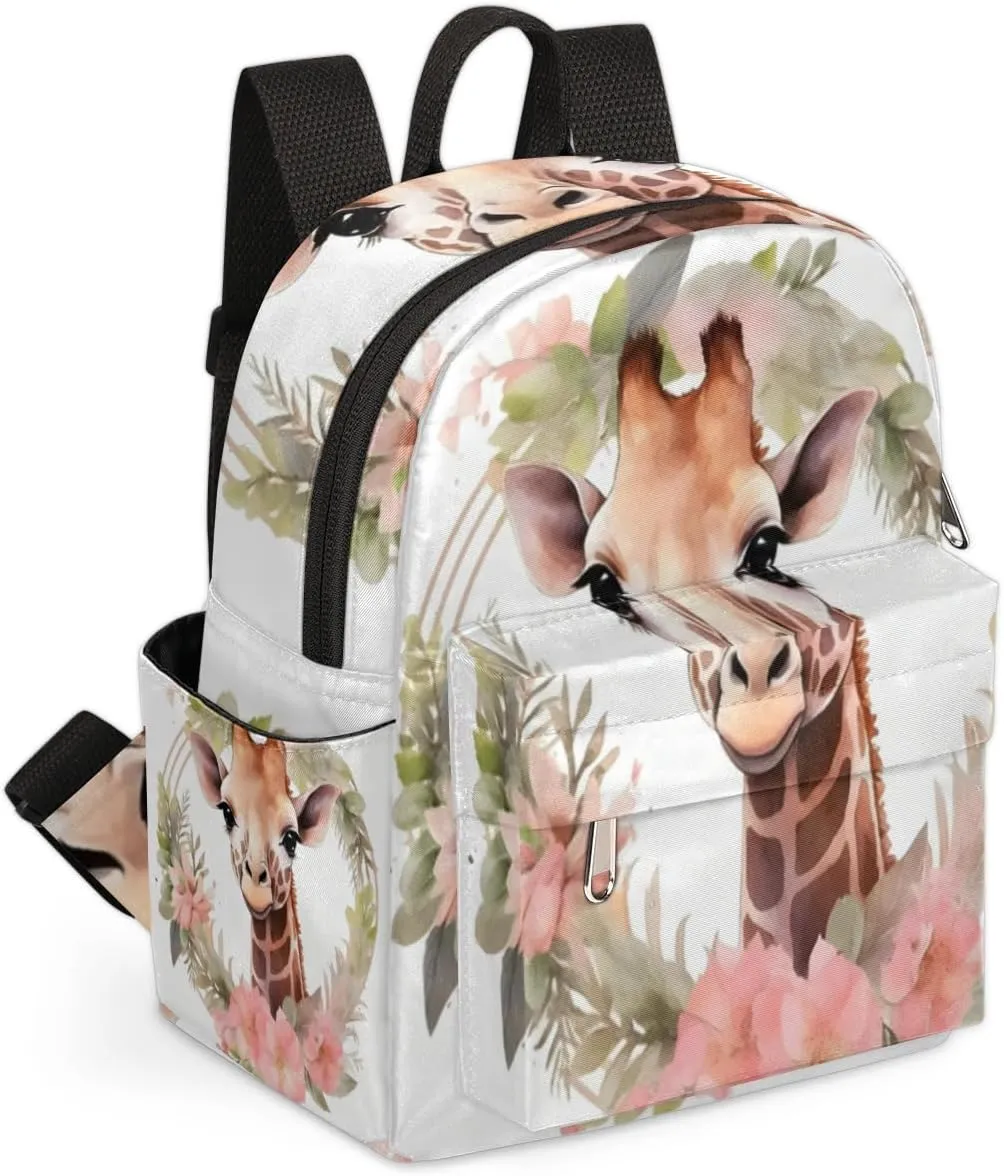 Floral Jungle Giraffe Mini Backpack Purse for Women Lightweight Shoulder Bag Women Shopping Backpack Small Backpacks Purse