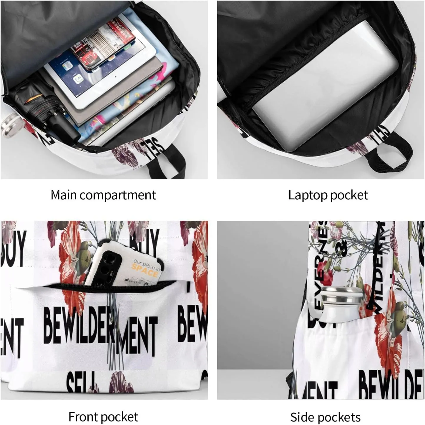 Flower Wisdom Laptop Backpack Shoulder Bag Laptop Pack Travel Backpacks Commuter Back Pack Casual Daypack Bags With Side Pockets