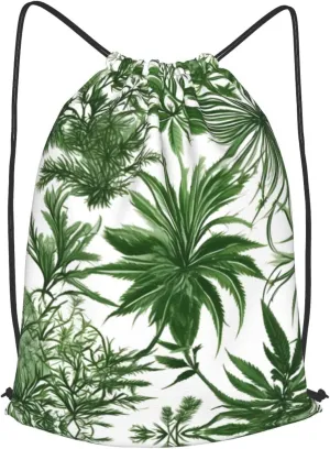 Flowering Herbs And Herbaceous Plants Drawstring Backpacks Polyester Bag For Yoga Meditation Fitness