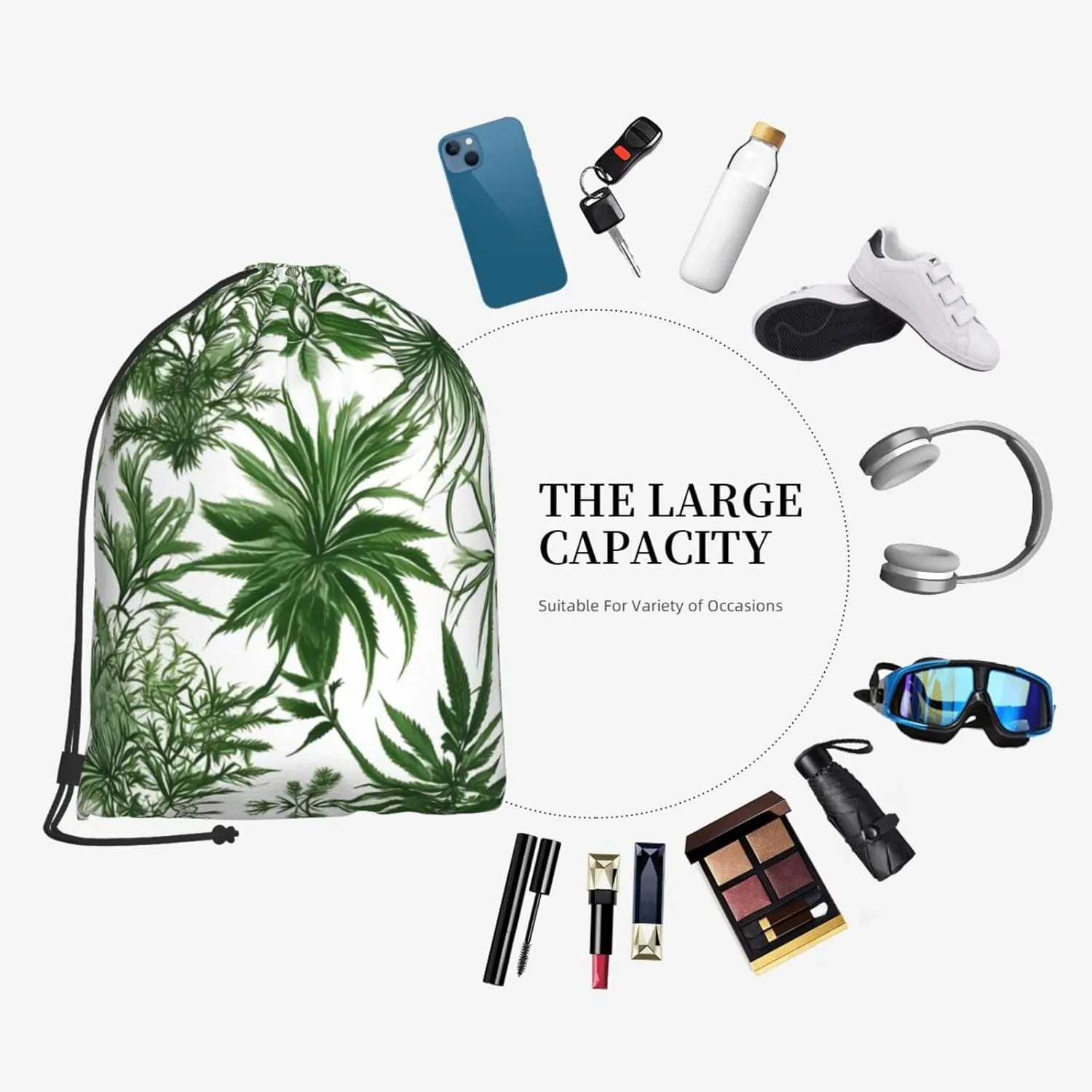 Flowering Herbs And Herbaceous Plants Drawstring Backpacks Polyester Bag For Yoga Meditation Fitness