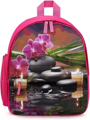 Flowers in Fountain Massage Stones And Bamboo Travel Backpack Casual Bag Lightweight Hiking Backpacks for Business, Travelling, Hiking