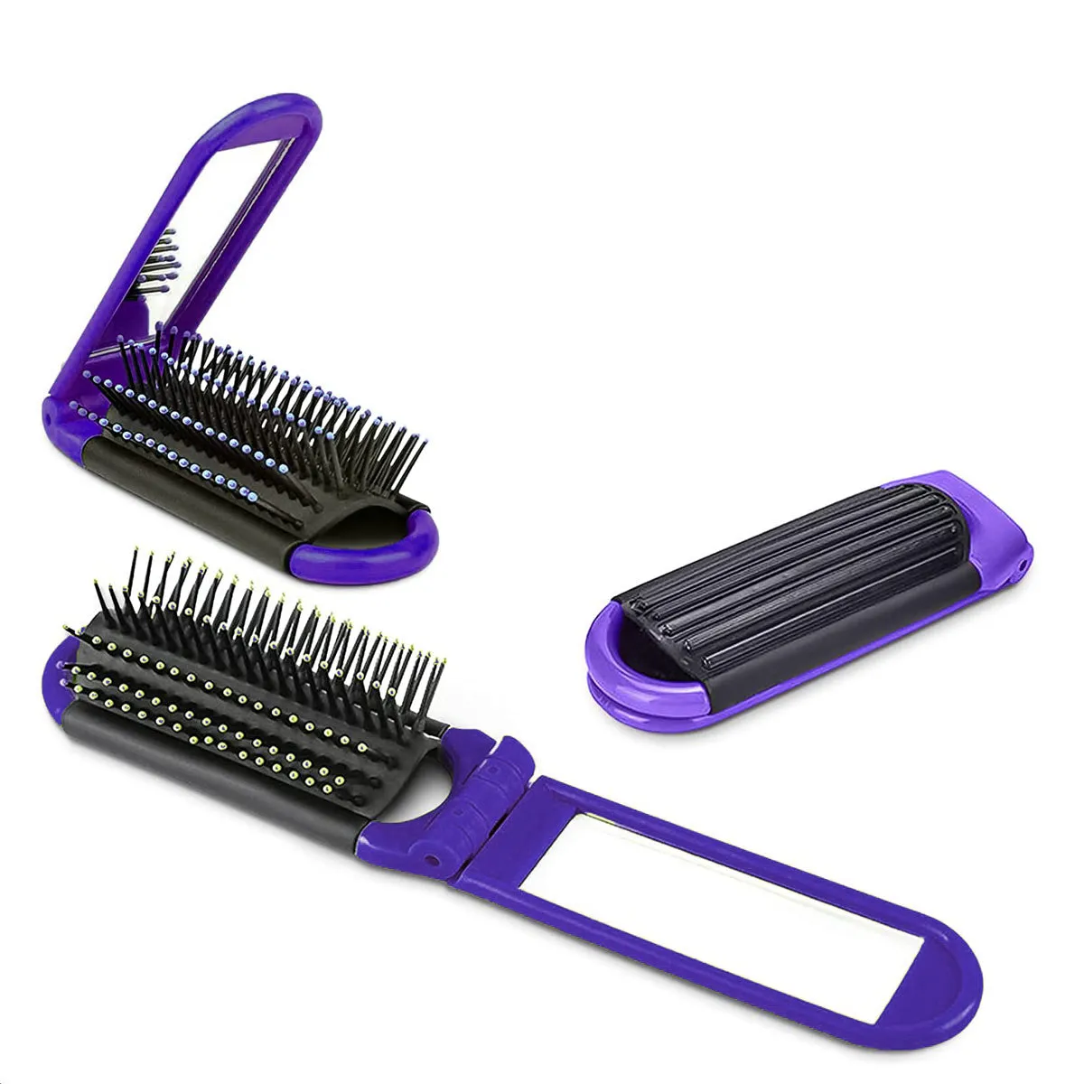 Folding Hair Brush with Mirror
