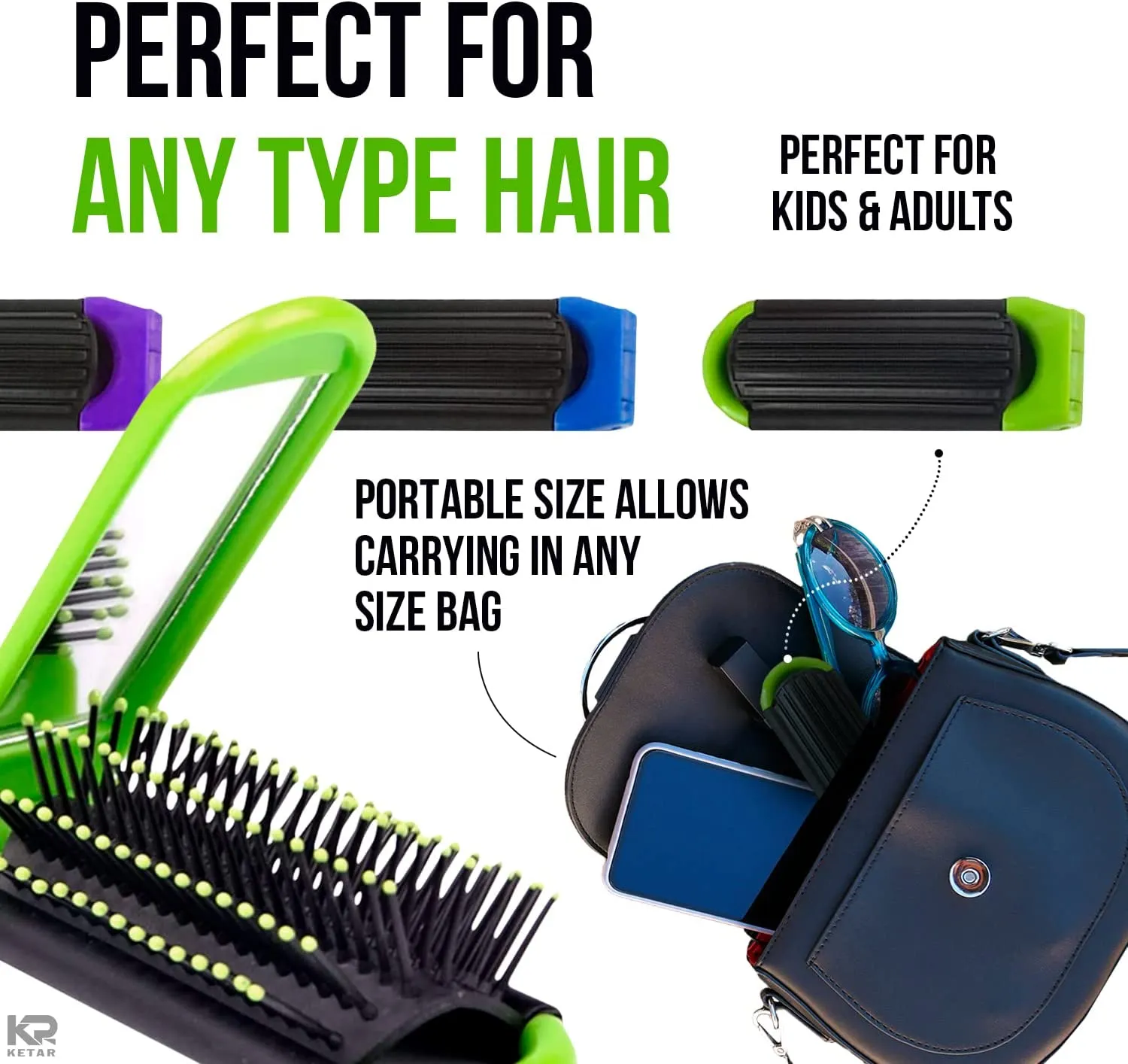 Folding Hair Brush with Mirror