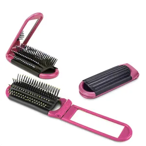 Folding Hair Brush with Mirror
