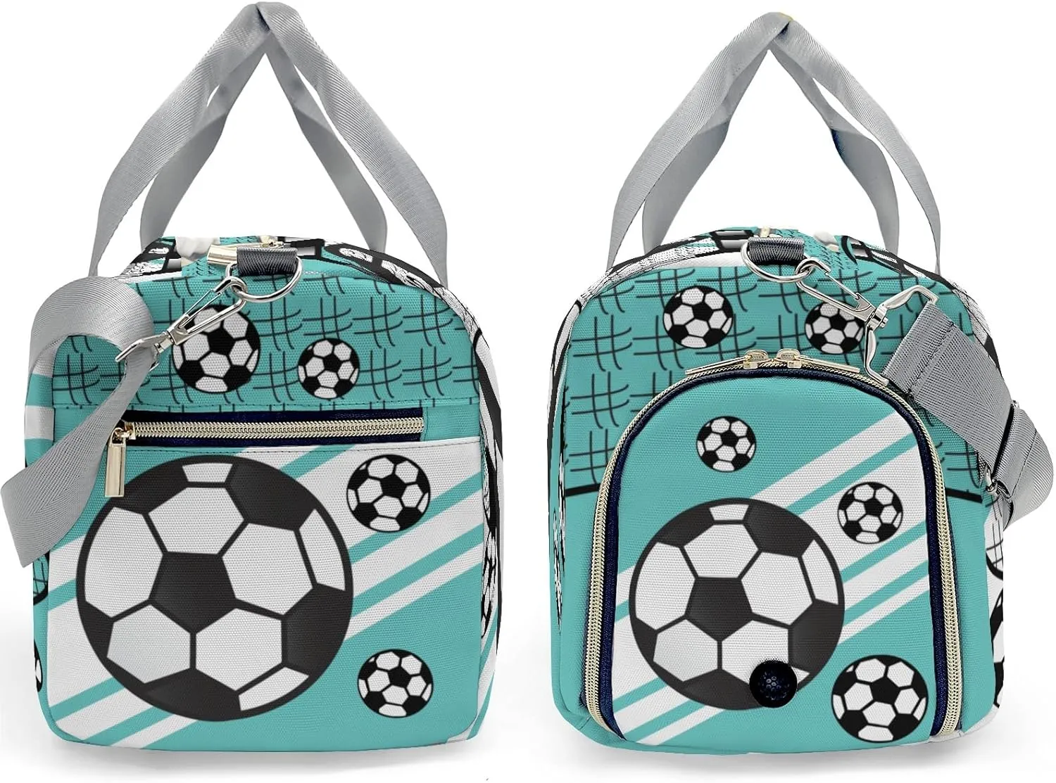 Football Soccer Ball Number Teal Personalized Gym Dance Bag for Girls Boys,Custom Name Sport Duffel Bag Weekender Bags Carry On Travel Duffel Bag