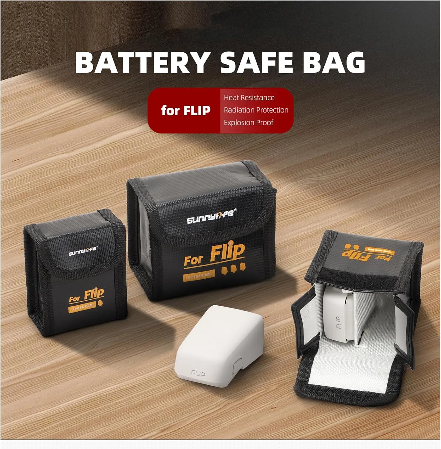 for DJI Flip Battery Safe Bag, Fireproof Explosion-Proof Lipo Batteries Protector Storage Case for DJI Flip Accessories (Medium (for 2pcs batteries))