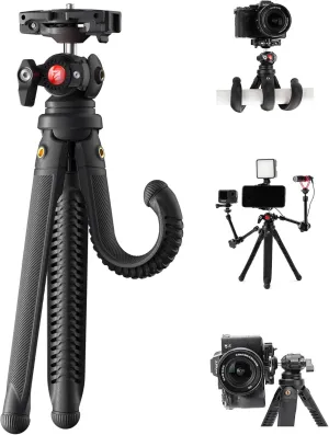 Freewell Vlogpod 3K Tripod Stand with Phone Holder, Cold Shoe Mount & 1/4" Screw -Compatible with iPhone, DSLR, Action Cameras Ideal for Vlogging Selfies, Holds up to 6.6lbs