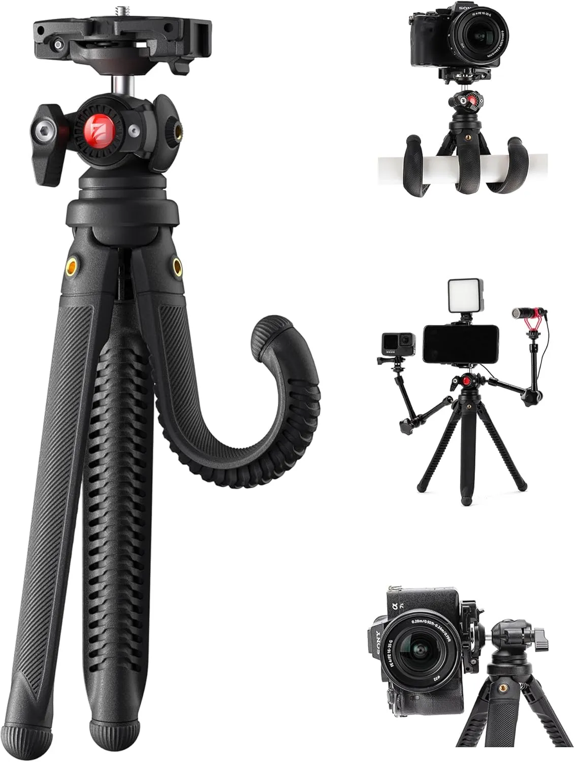 Freewell Vlogpod 3K Tripod Stand with Phone Holder, Cold Shoe Mount & 1/4" Screw -Compatible with iPhone, DSLR, Action Cameras Ideal for Vlogging Selfies, Holds up to 6.6lbs