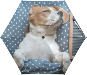 French Bulldog Dog Mushroom Umbrellas for Rain Autumn Forest Travel Umbrella Windproof Small Folding Umbrella Mini Compact Umbrella for Purse Lightweight Pocket for women