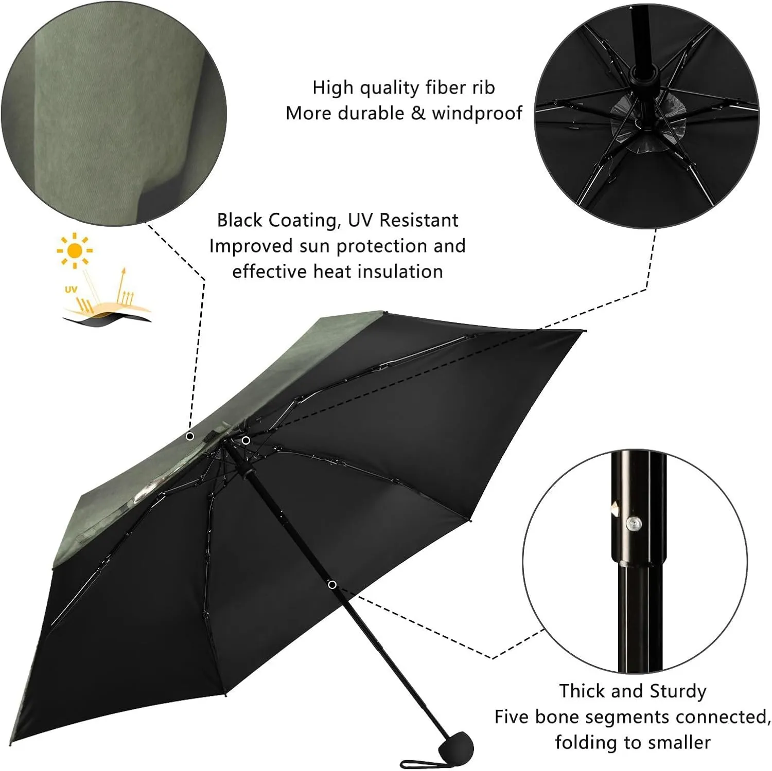 French Bulldog Dog Mushroom Umbrellas for Rain Autumn Forest Travel Umbrella Windproof Small Folding Umbrella Mini Compact Umbrella for Purse Lightweight Pocket for women