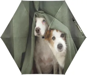 French Bulldog Dog Mushroom Umbrellas for Rain Autumn Forest Travel Umbrella Windproof Small Folding Umbrella Mini Compact Umbrella for Purse Lightweight Pocket for women