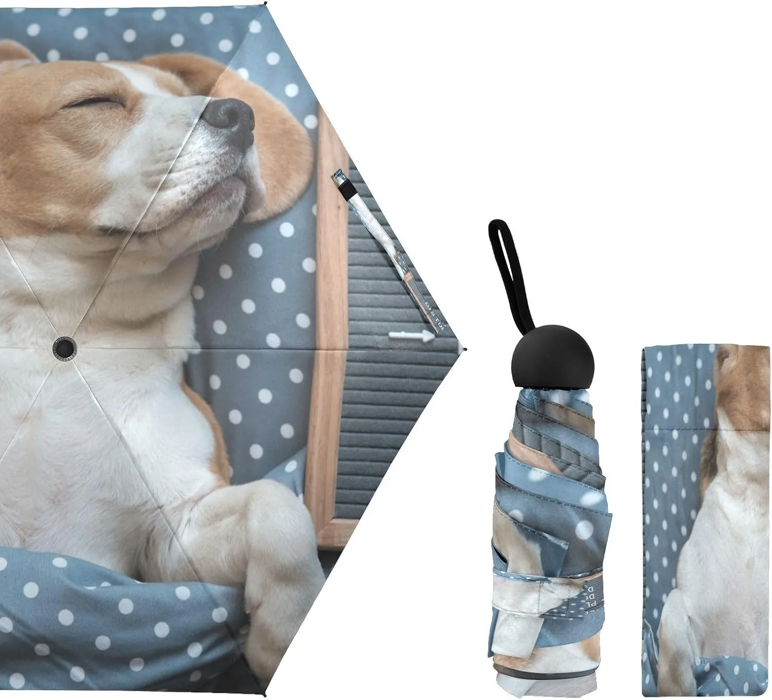 French Bulldog Dog Mushroom Umbrellas for Rain Autumn Forest Travel Umbrella Windproof Small Folding Umbrella Mini Compact Umbrella for Purse Lightweight Pocket for women