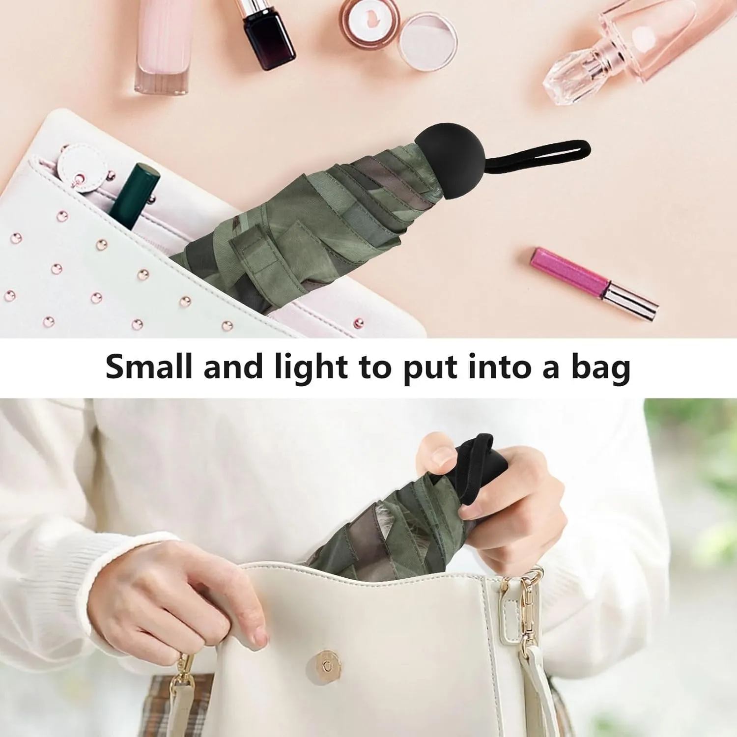 French Bulldog Dog Mushroom Umbrellas for Rain Autumn Forest Travel Umbrella Windproof Small Folding Umbrella Mini Compact Umbrella for Purse Lightweight Pocket for women