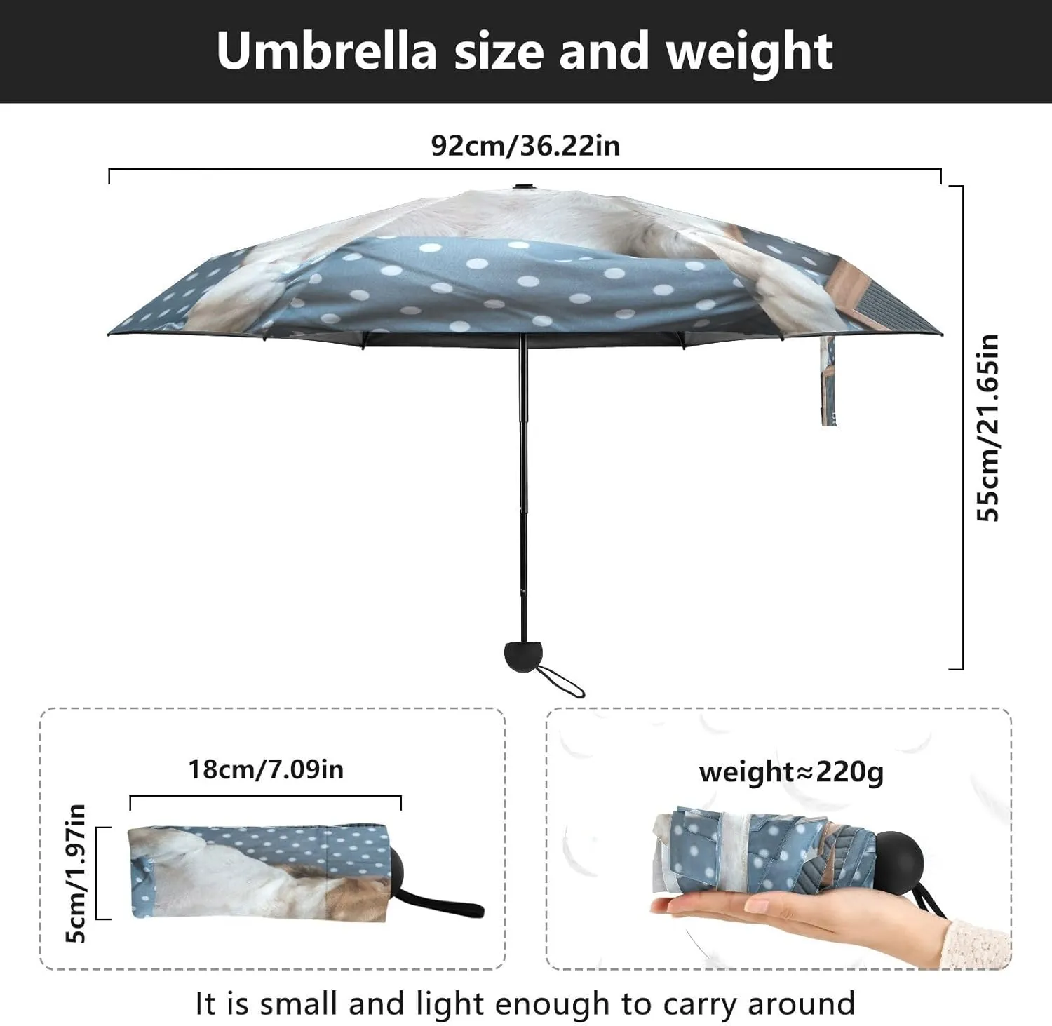 French Bulldog Dog Mushroom Umbrellas for Rain Autumn Forest Travel Umbrella Windproof Small Folding Umbrella Mini Compact Umbrella for Purse Lightweight Pocket for women
