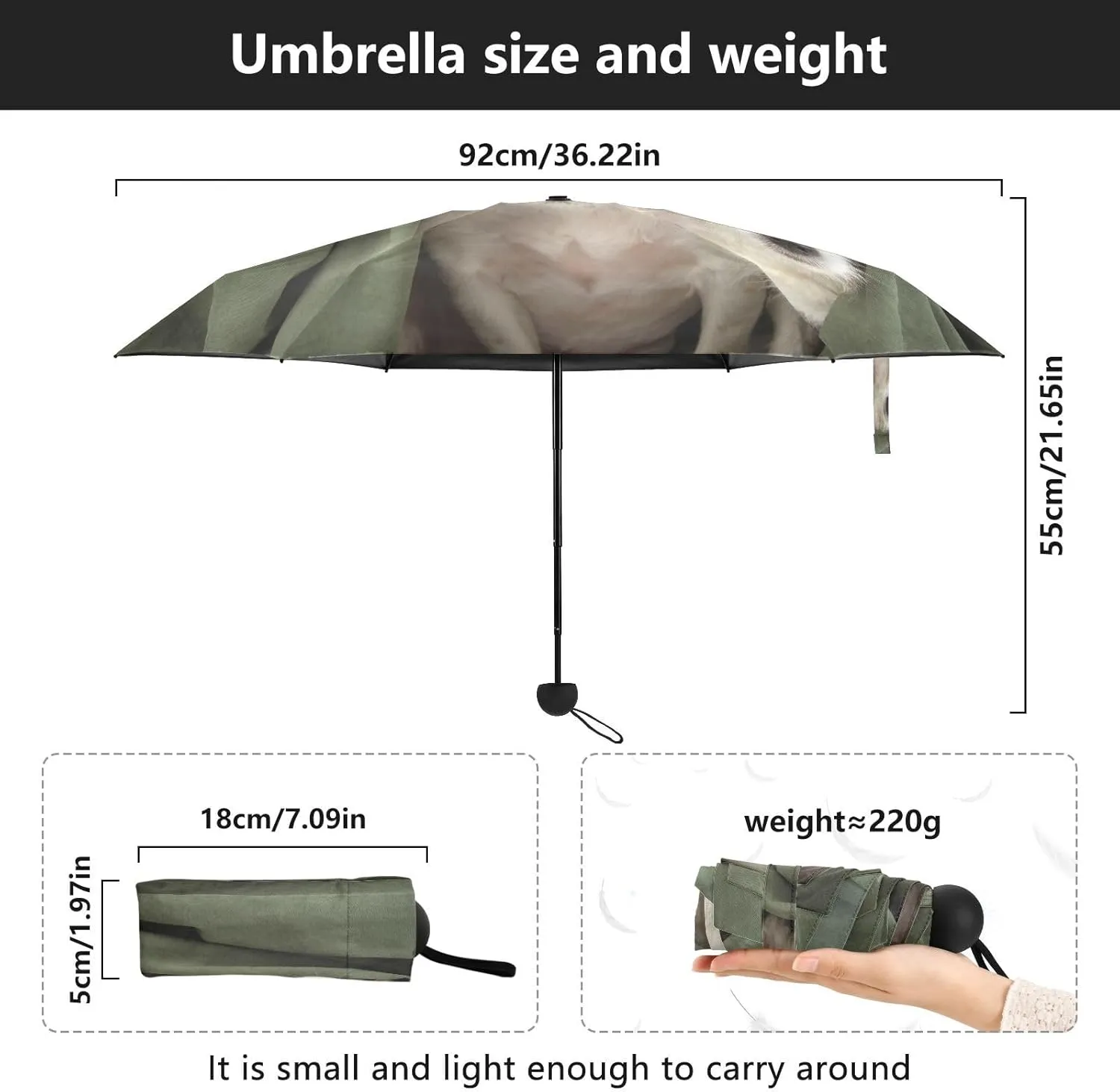 French Bulldog Dog Mushroom Umbrellas for Rain Autumn Forest Travel Umbrella Windproof Small Folding Umbrella Mini Compact Umbrella for Purse Lightweight Pocket for women