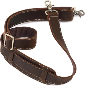 Full Grain Leather Bag Strap Replacement - Adjustable Shoulder Strap for Messenger Briefcase Duffle Crossbody Bags
