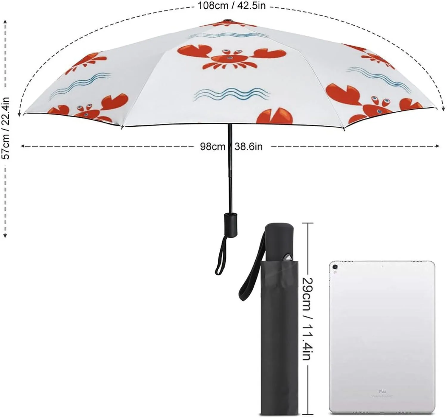 Funny Cartoons Skull Compact Travel Umbrella, Windproof Waterproof Stick Umbrella Protection Umbrellas