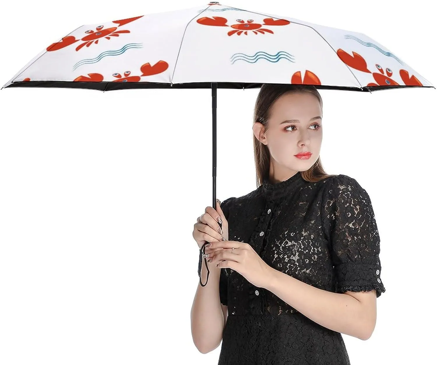 Funny Cartoons Skull Compact Travel Umbrella, Windproof Waterproof Stick Umbrella Protection Umbrellas