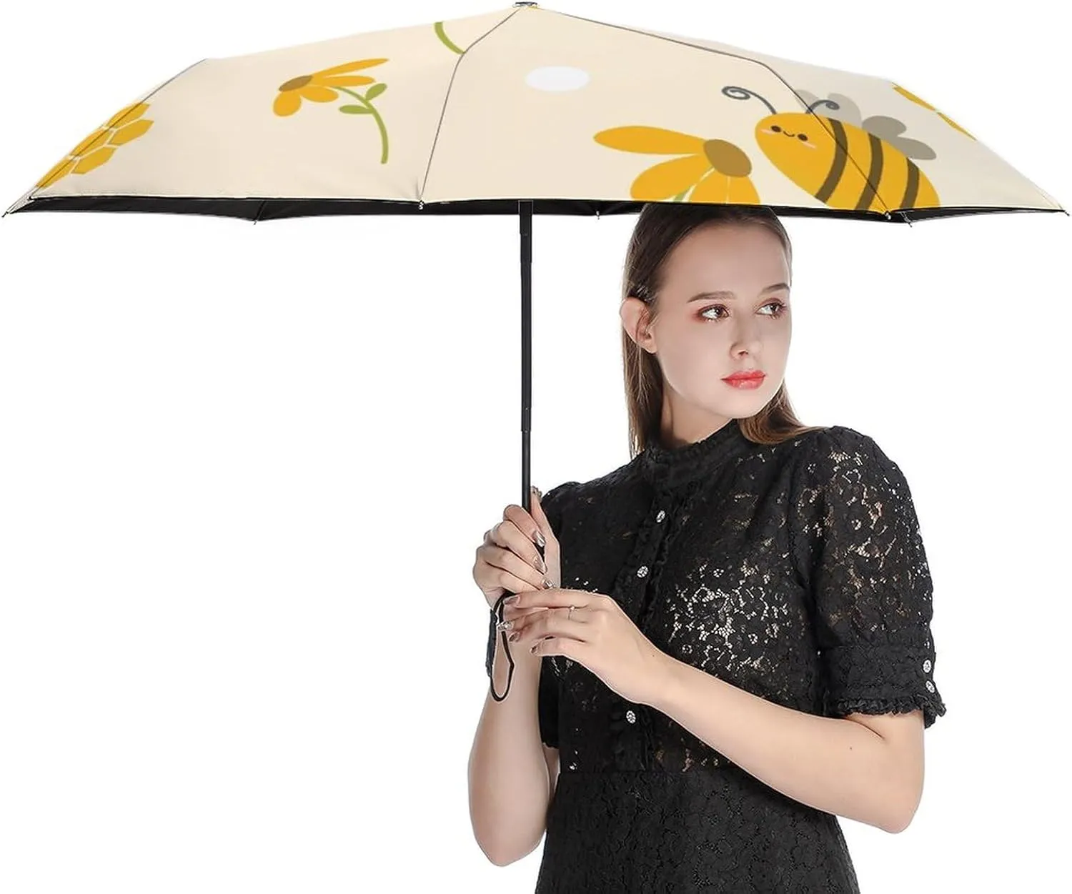 Funny Cartoons Skull Compact Travel Umbrella, Windproof Waterproof Stick Umbrella Protection Umbrellas