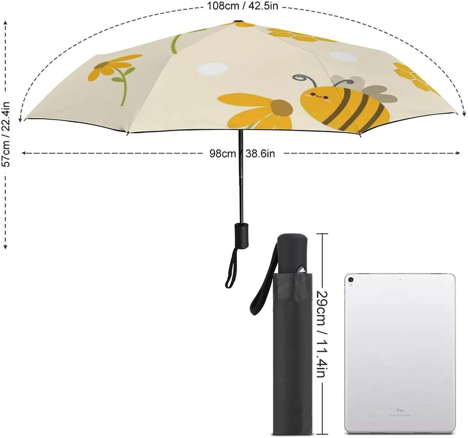 Funny Cartoons Skull Compact Travel Umbrella, Windproof Waterproof Stick Umbrella Protection Umbrellas