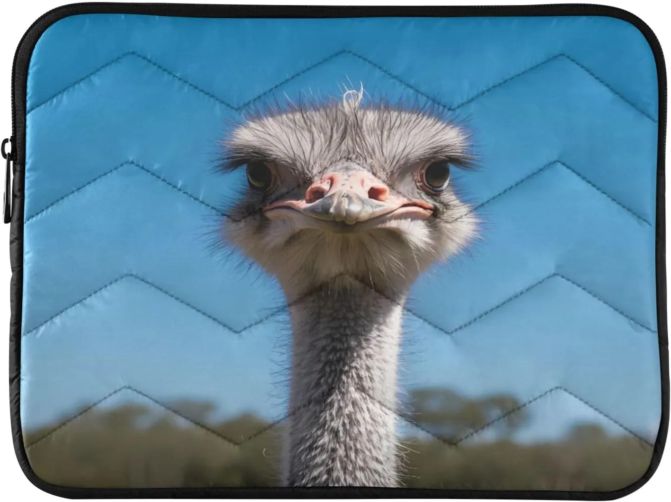 Funny Ostrich 13” Quilted Laptop Sleeve Case Soft Notebook Protector Bag Computer Carrying Case