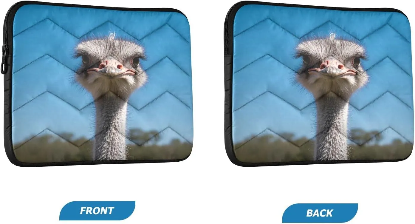 Funny Ostrich 13” Quilted Laptop Sleeve Case Soft Notebook Protector Bag Computer Carrying Case