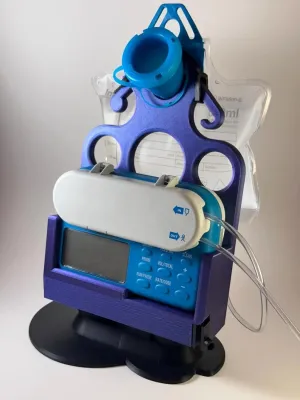 G-Tube Feeding Pump Caddy – Holder Compatible with Infinity Feeding Pump – Magnetic Quick-Connect Base – Portable G Tube Accessories for Home & Travel (Blue)