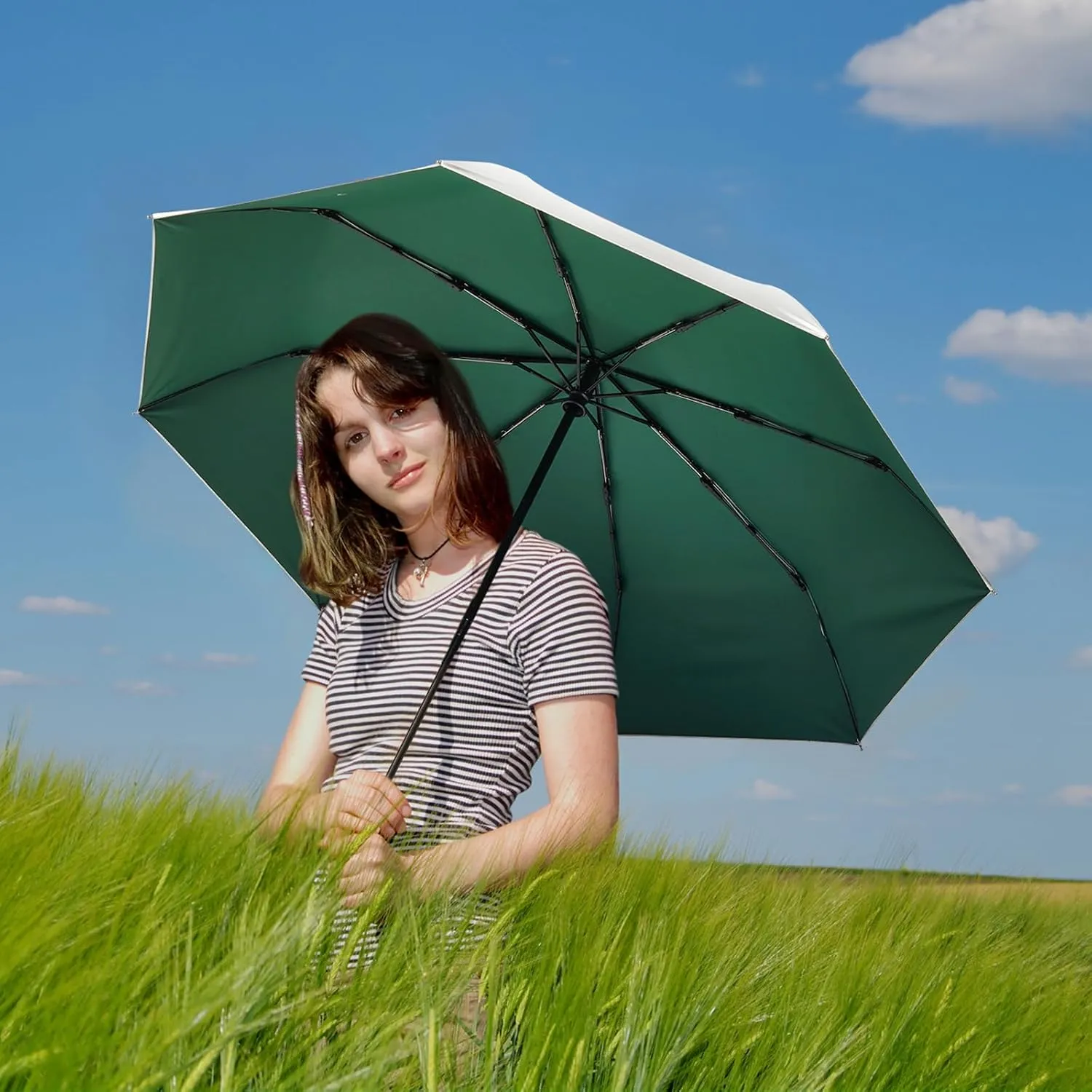 G4Free UPF 50  UV Protection Large Travel Umbrella 42/46 Inch Auto Open Close Windproof Sun Blocking Umbrella