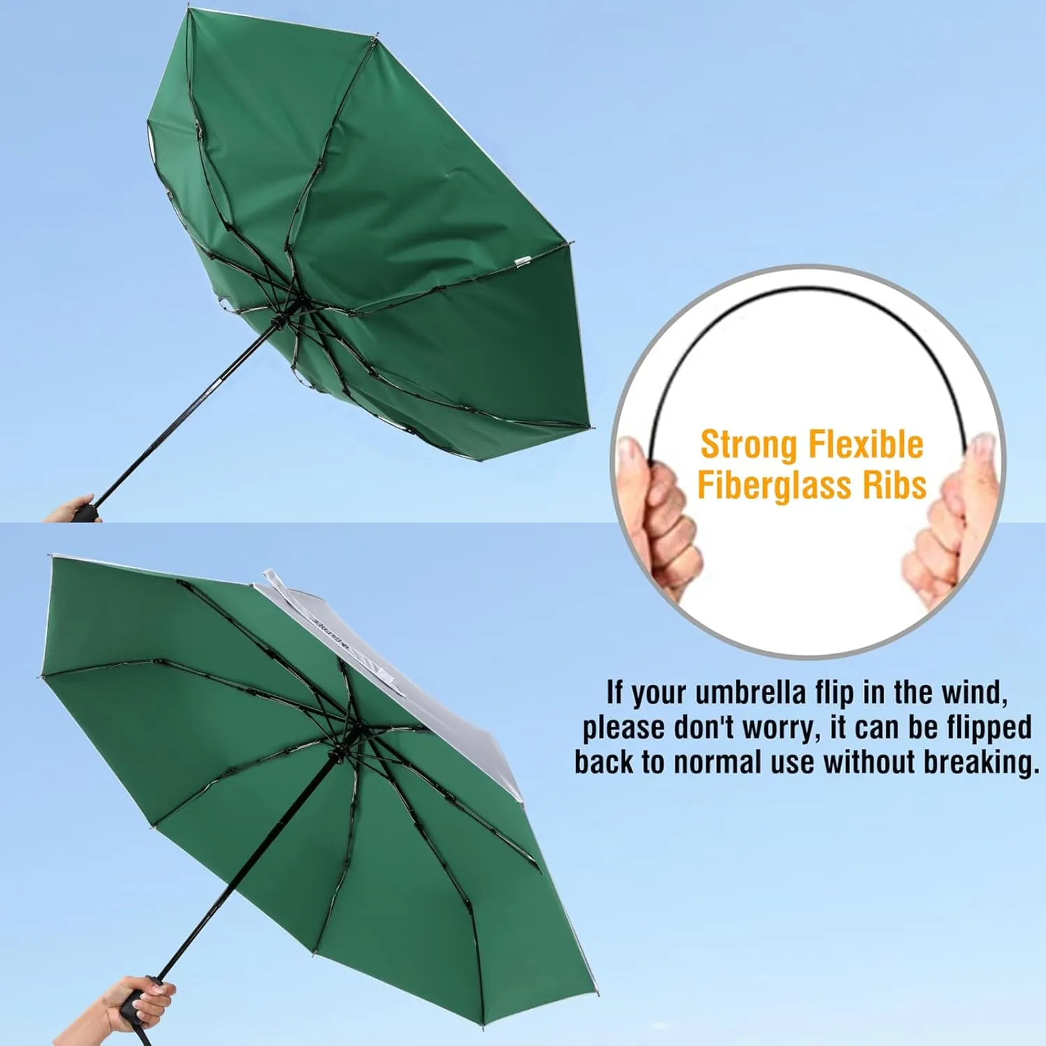 G4Free UPF 50  UV Protection Large Travel Umbrella 42/46 Inch Auto Open Close Windproof Sun Blocking Umbrella