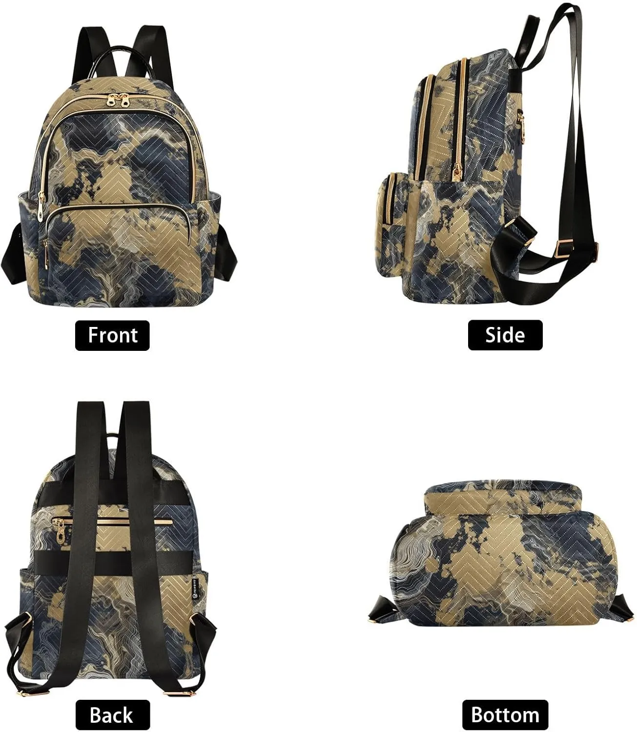 GAIGEO Black Bronzing Texture Scene Women Fashion Backpacks, Backpack Purse Medium Size, Casual Daypack for Women, M