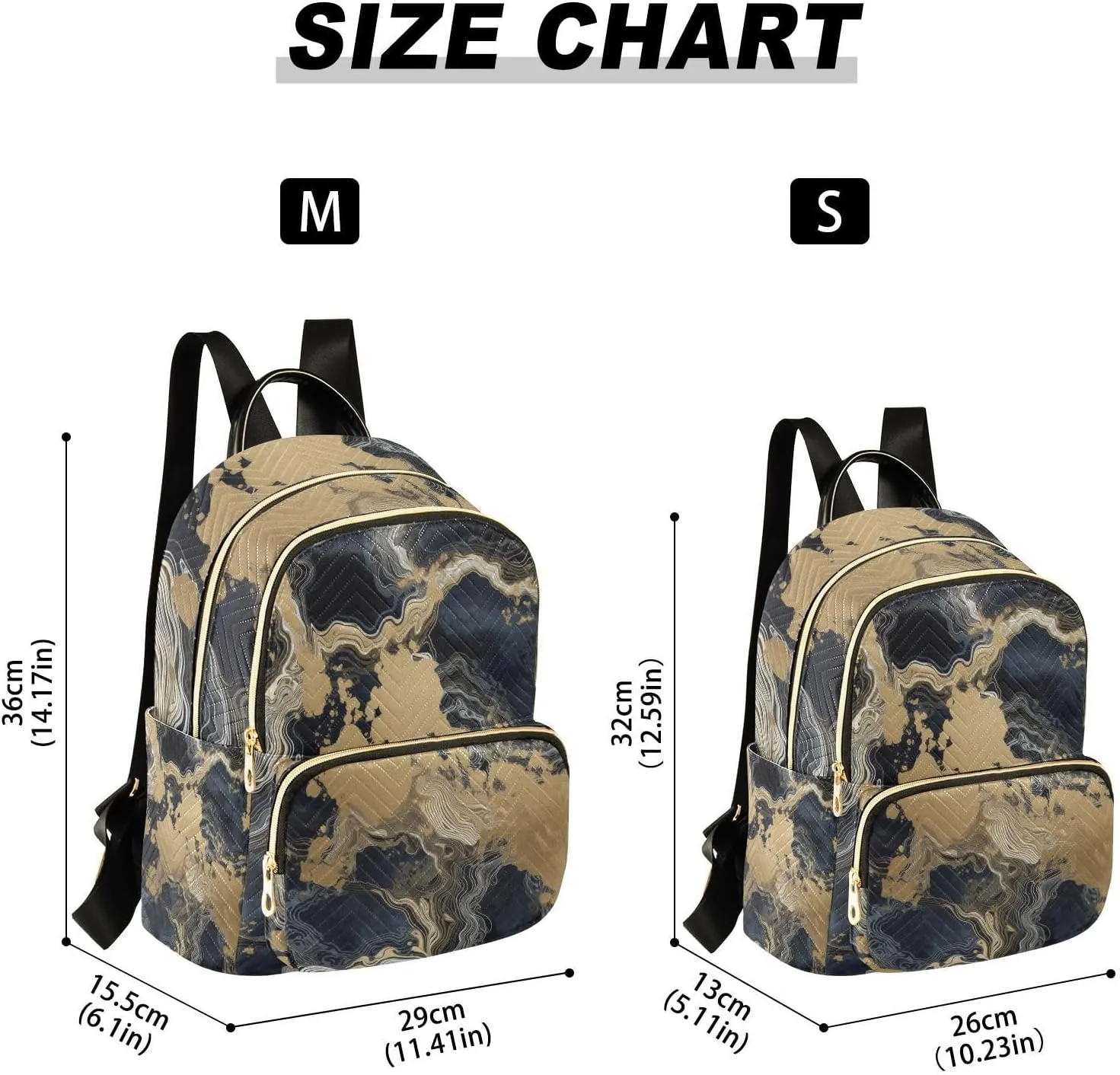 GAIGEO Black Bronzing Texture Scene Women Fashion Backpacks, Backpack Purse Medium Size, Casual Daypack for Women, M
